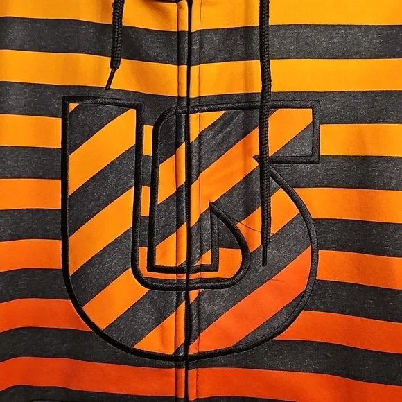 Burton Dryride, Zip Up, Striped  Hoodie in Black, Orange, and Yellow - Picture 2 of 4